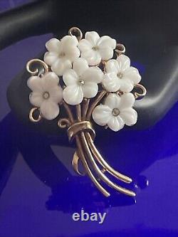 Alfred Philippe 1950s Trifari Patented Glass Forget Me Not Bouquet Brooch P5