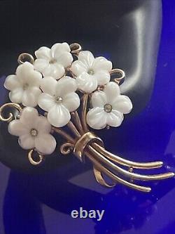 Alfred Philippe 1950s Trifari Patented Glass Forget Me Not Bouquet Brooch P5