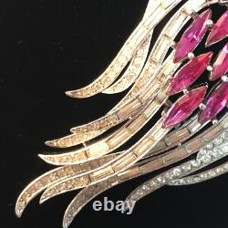 Alfred Philippe CROWN TRIFARI Clear Pink Fuchsia Flower Floral Flame Brooch Pin