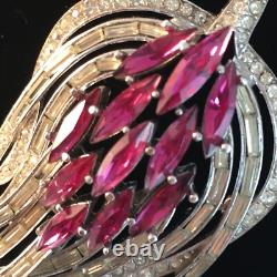 Alfred Philippe CROWN TRIFARI Clear Pink Fuchsia Flower Floral Flame Brooch Pin