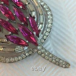 Alfred Philippe CROWN TRIFARI Clear Pink Fuchsia Flower Floral Flame Brooch Pin