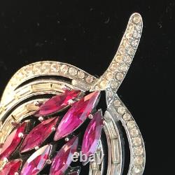 Alfred Philippe CROWN TRIFARI Clear Pink Fuchsia Flower Floral Flame Brooch Pin
