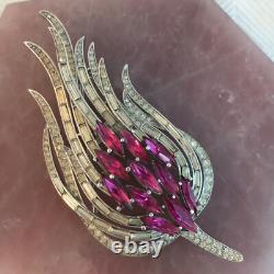 Alfred Philippe CROWN TRIFARI Clear Pink Fuchsia Flower Floral Flame Brooch Pin
