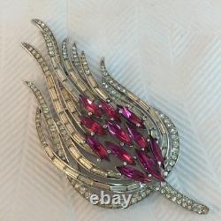 Alfred Philippe CROWN TRIFARI Clear Pink Fuchsia Flower Floral Flame Brooch Pin