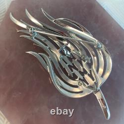 Alfred Philippe CROWN TRIFARI Clear Pink Fuchsia Flower Floral Flame Brooch Pin