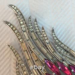 Alfred Philippe CROWN TRIFARI Clear Pink Fuchsia Flower Floral Flame Brooch Pin