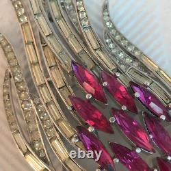Alfred Philippe CROWN TRIFARI Clear Pink Fuchsia Flower Floral Flame Brooch Pin