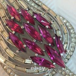 Alfred Philippe CROWN TRIFARI Clear Pink Fuchsia Flower Floral Flame Brooch Pin