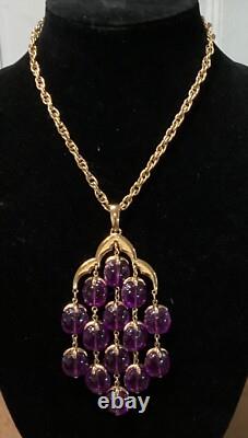 Alfred Philippe CROWN TRIFARI Purple Waterfall Pendant Necklace Signed