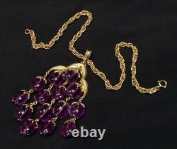 Alfred Philippe CROWN TRIFARI Purple Waterfall Pendant Necklace Signed