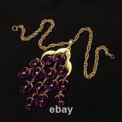 Alfred Philippe CROWN TRIFARI Purple Waterfall Pendant Necklace Signed