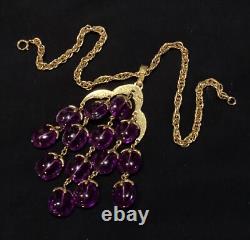 Alfred Philippe CROWN TRIFARI Purple Waterfall Pendant Necklace Signed