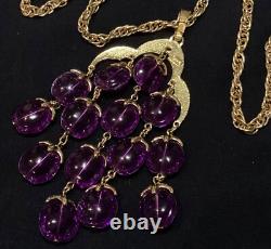 Alfred Philippe CROWN TRIFARI Purple Waterfall Pendant Necklace Signed