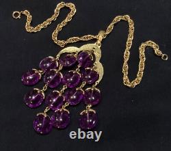 Alfred Philippe CROWN TRIFARI Purple Waterfall Pendant Necklace Signed