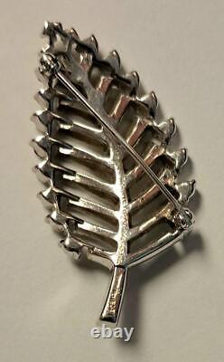 Alfred Philippe Crown Trifari 1948 Patent Numbered Rhinestone Fern Leaf Brooch