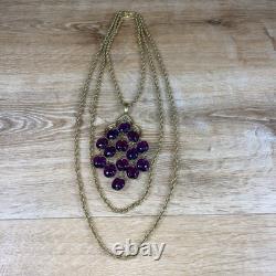Alfred Philippe Crown Trifari 3 Strand Purple Waterfall Lucite Necklace 1950s