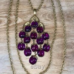 Alfred Philippe Crown Trifari 3 Strand Purple Waterfall Lucite Necklace 1950s
