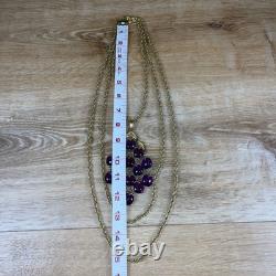 Alfred Philippe Crown Trifari 3 Strand Purple Waterfall Lucite Necklace 1950s