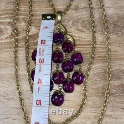 Alfred Philippe Crown Trifari 3 Strand Purple Waterfall Lucite Necklace 1950s
