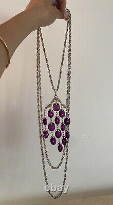 Alfred Philippe Crown Trifari 3 Strand Purple Waterfall Lucite Necklace 1955-69