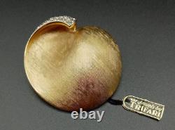 Alfred Philippe Crown Trifari Apple Brooch Brushed Gold Plate & Diamante c1960s