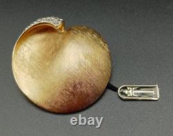 Alfred Philippe Crown Trifari Apple Brooch Brushed Gold Plate & Diamante c1960s