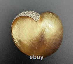 Alfred Philippe Crown Trifari Apple Brooch Brushed Gold Plate & Diamante c1960s