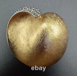 Alfred Philippe Crown Trifari Apple Brooch Brushed Gold Plate & Diamante c1960s