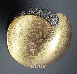 Alfred Philippe Crown Trifari Apple Brooch Brushed Gold Plate & Diamante c1960s