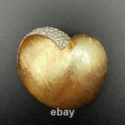 Alfred Philippe Crown Trifari Apple Brooch Brushed Gold Plate & Diamante c1960s
