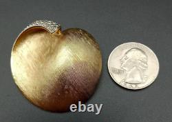 Alfred Philippe Crown Trifari Apple Brooch Brushed Gold Plate & Diamante c1960s