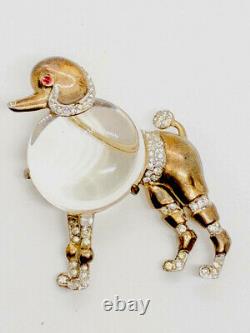 Alfred Philippe Crown Trifari Big Poodle Jelly Belly Sterling Brooch