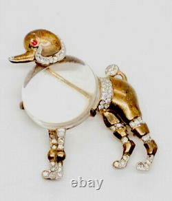 Alfred Philippe Crown Trifari Big Poodle Jelly Belly Sterling Brooch