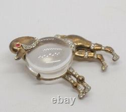 Alfred Philippe Crown Trifari Big Poodle Jelly Belly Sterling Brooch