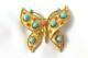 Alfred Philippe Crown Trifari Cabochon Faux Coral Turquoise Butterfly Brooch