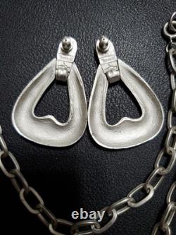 Alfred Philippe Crown Trifari Chunky Massive Hidden Hearts Silver Necklace +RARE