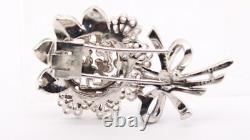 Alfred Philippe Crown Trifari Enamel Rhinestone Fur Clip Flower Bouquet FREE Sh