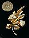 Alfred Philippe Crown Trifari Furled Leaf 2-Tone Sterling Vermeil Fur Pin Brooch