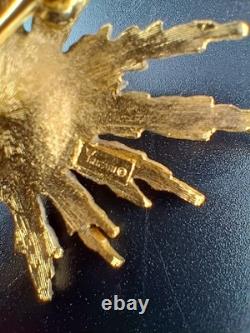 Alfred Philippe Crown Trifari Gold Plated Pearl Starburst Sunburst Pin Brooch