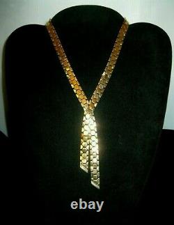 Alfred Philippe Crown Trifari Golden Honeycomb Tesselated Cravat Necklace