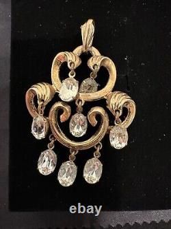 Alfred Philippe Crown Trifari Goldtone Set Earrings/Necklace Moving Diamantes