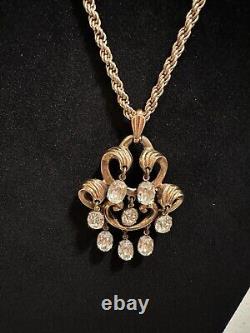 Alfred Philippe Crown Trifari Goldtone Set Earrings/Necklace Moving Diamantes