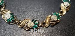 Alfred Philippe Crown Trifari Green Rhinestone Bracelet