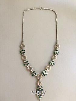 Alfred Philippe Crown Trifari Green carved flower & Fruit Salad Necklace 1949