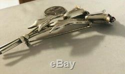 Alfred Philippe Crown Trifari Large Sterling Silver Figural Tulips Brooch