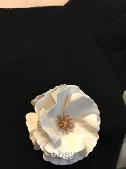 Alfred Philippe Crown Trifari Large White Poppy Flower Enamel Pin Brooch