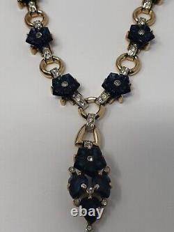 Alfred Philippe Crown Trifari Mogul Blue Dewdrop Flower Fruit Salad Necklace