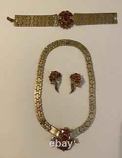 Alfred Philippe Crown Trifari Necklace Bracelet Earrings Set