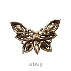 Alfred Philippe Crown Trifari Pat 159924 1950s Butterfly Pin Blue Rhinestones