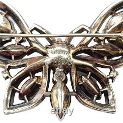 Alfred Philippe Crown Trifari Pat 159924 1950s Butterfly Pin Blue Rhinestones